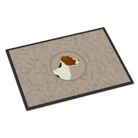 Carolines Treasures 24 x 36 in. Jack Russell Terrier in the Kitchen Indoor or Outdoor Mat CK2194JMAT